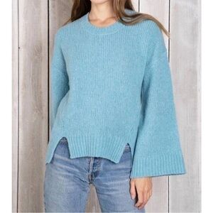 Parrish LA Kai Sweater Blue Mist Merino Wool Blend Size Small